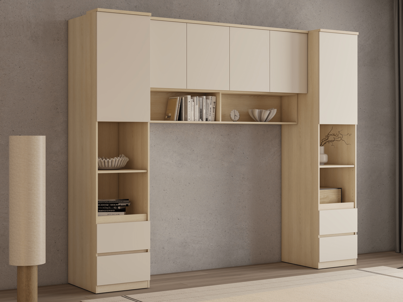 Bedombouw THEODORA 160 cm lindberg eik/zandkleur halfopen