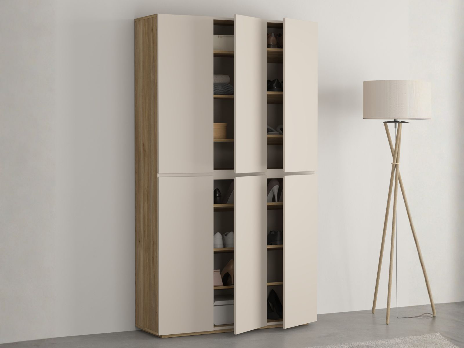 Kast KRISY 6 deuren kasjmier/eik mauvella