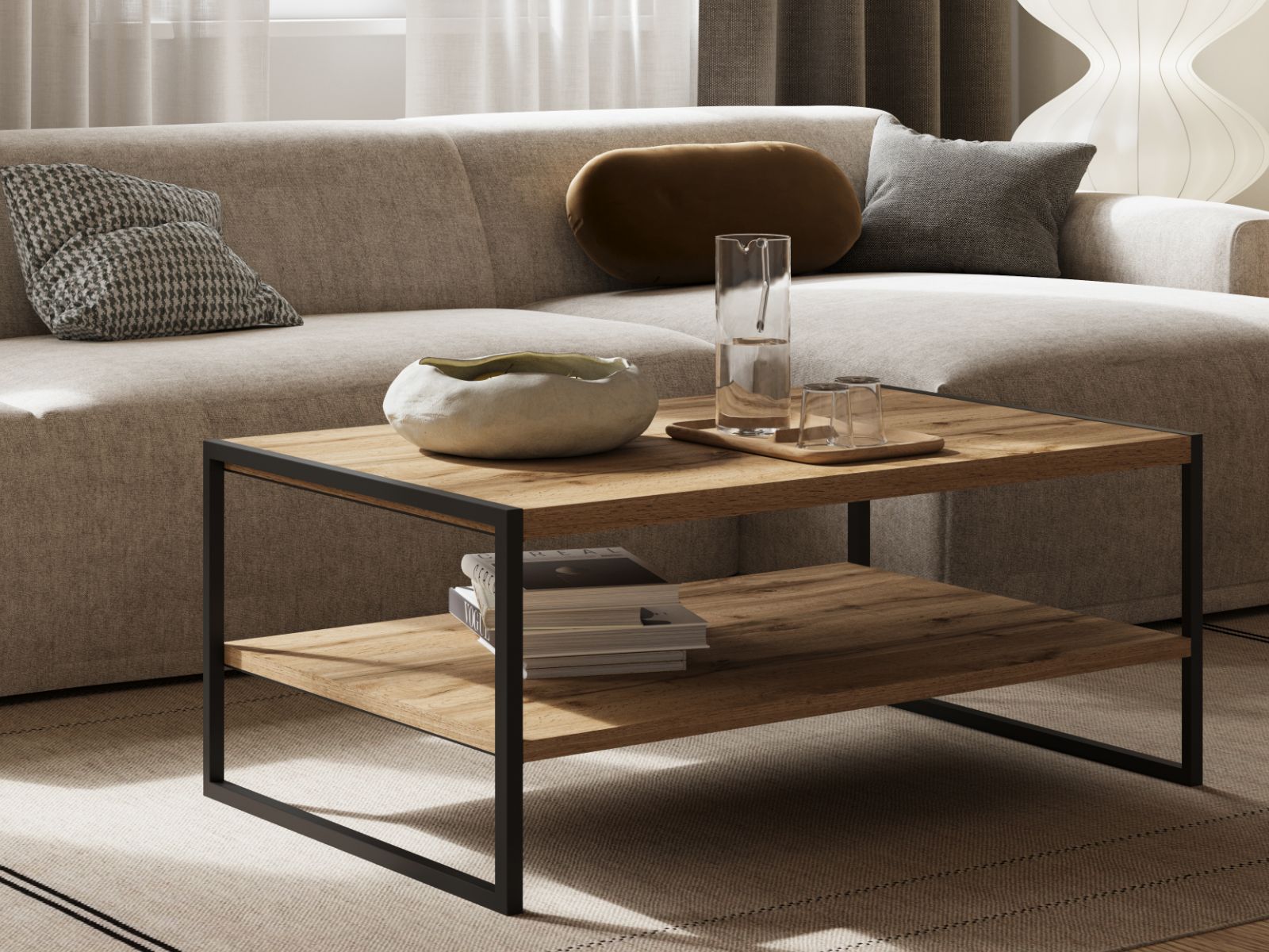 Salontafel EKOWA 100 cm eik wotan/zwart