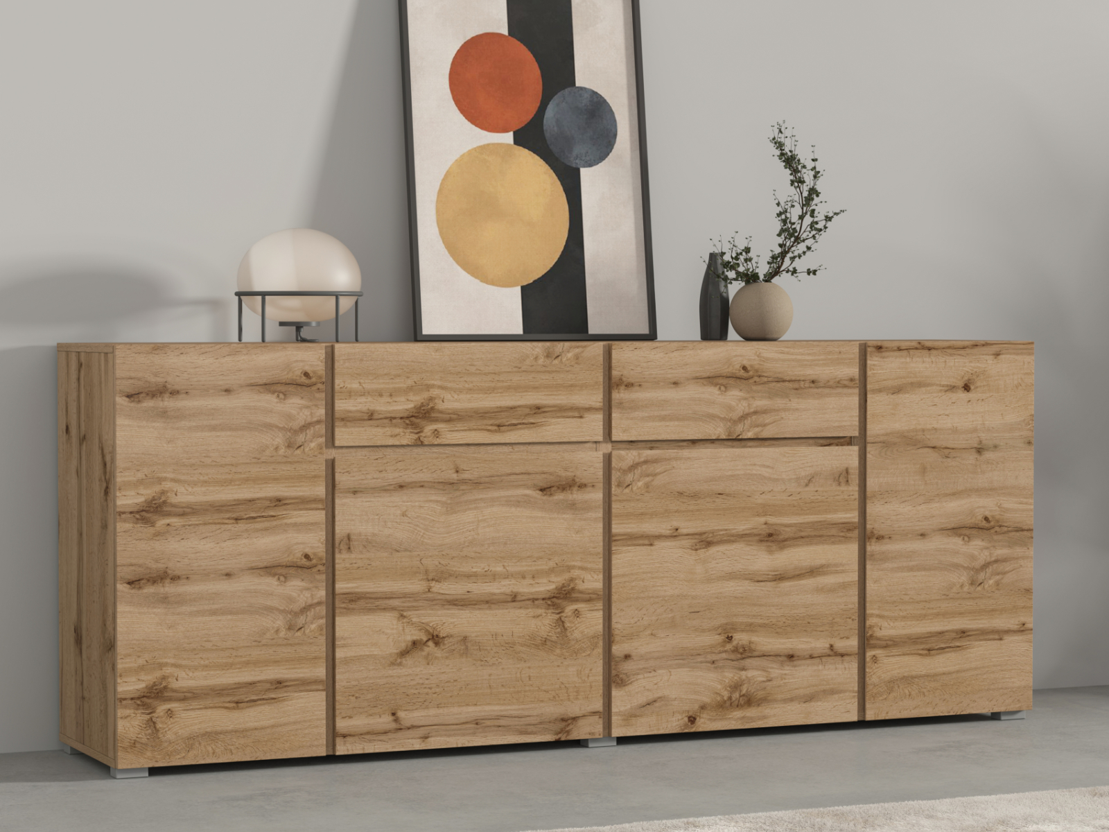 Mobistoxx Dressoir ASYMI 4 deuren 2 lades wotan eik