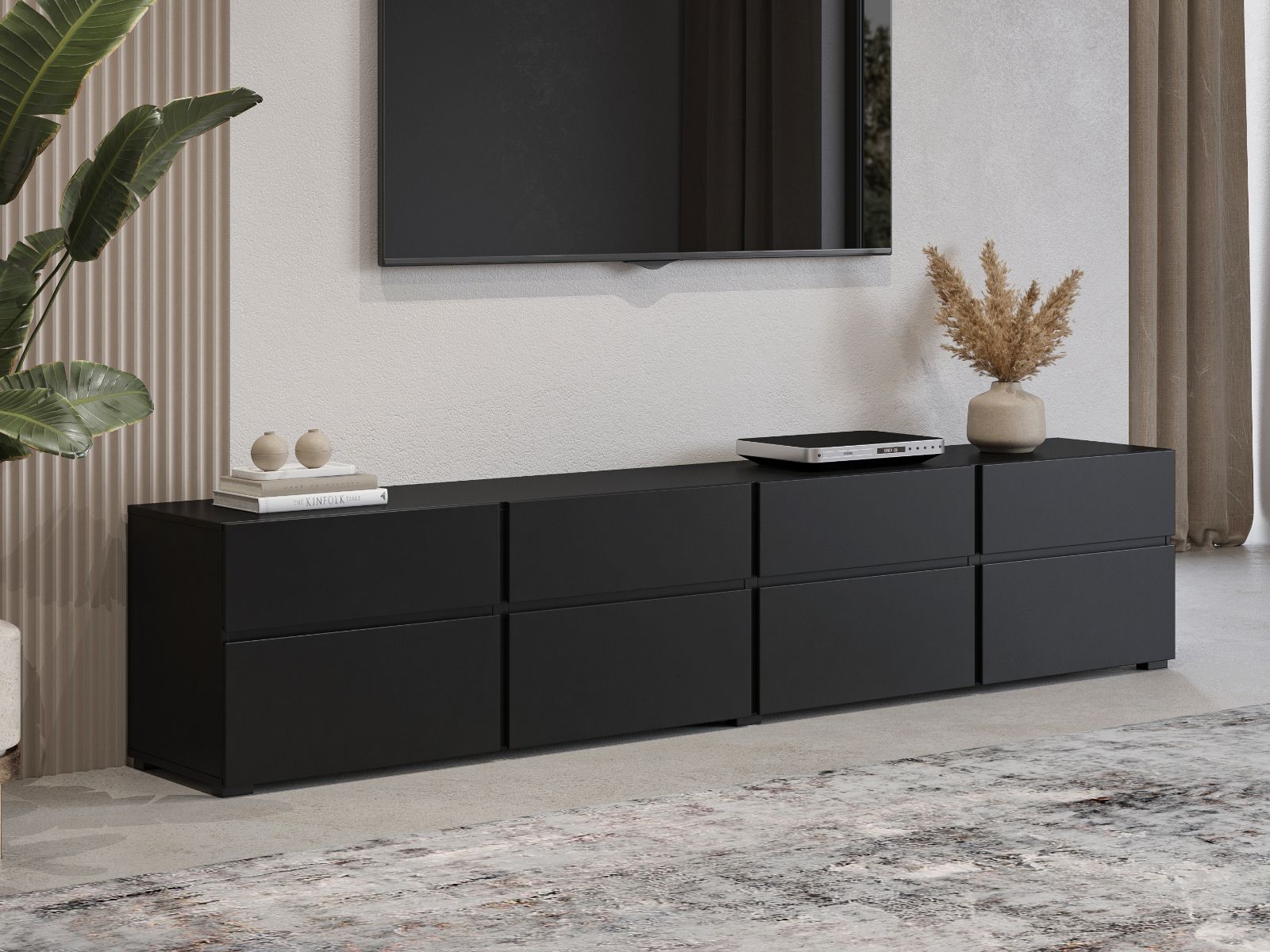 Tv-meubel CROSSAIR 4 klapdeuren 4 lades zwart