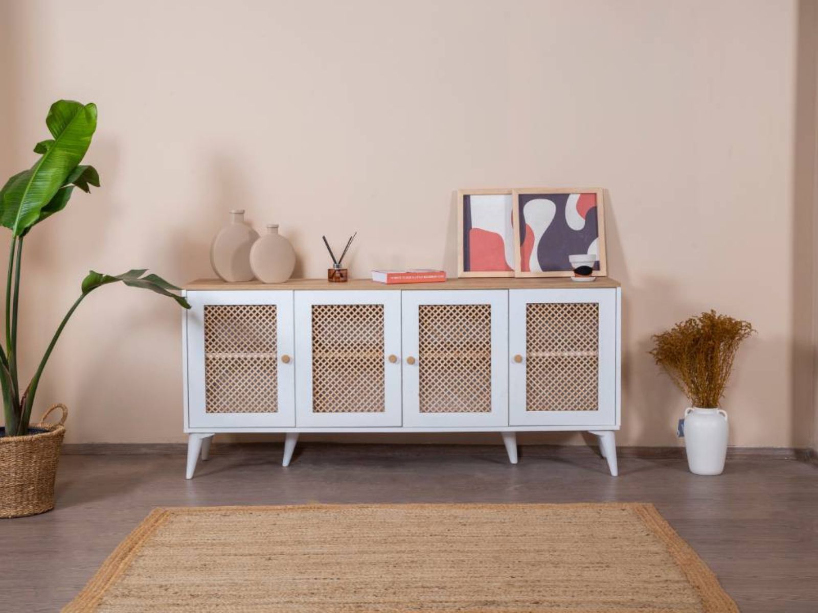 Dressoir GREY 4 deuren wit afbeelding