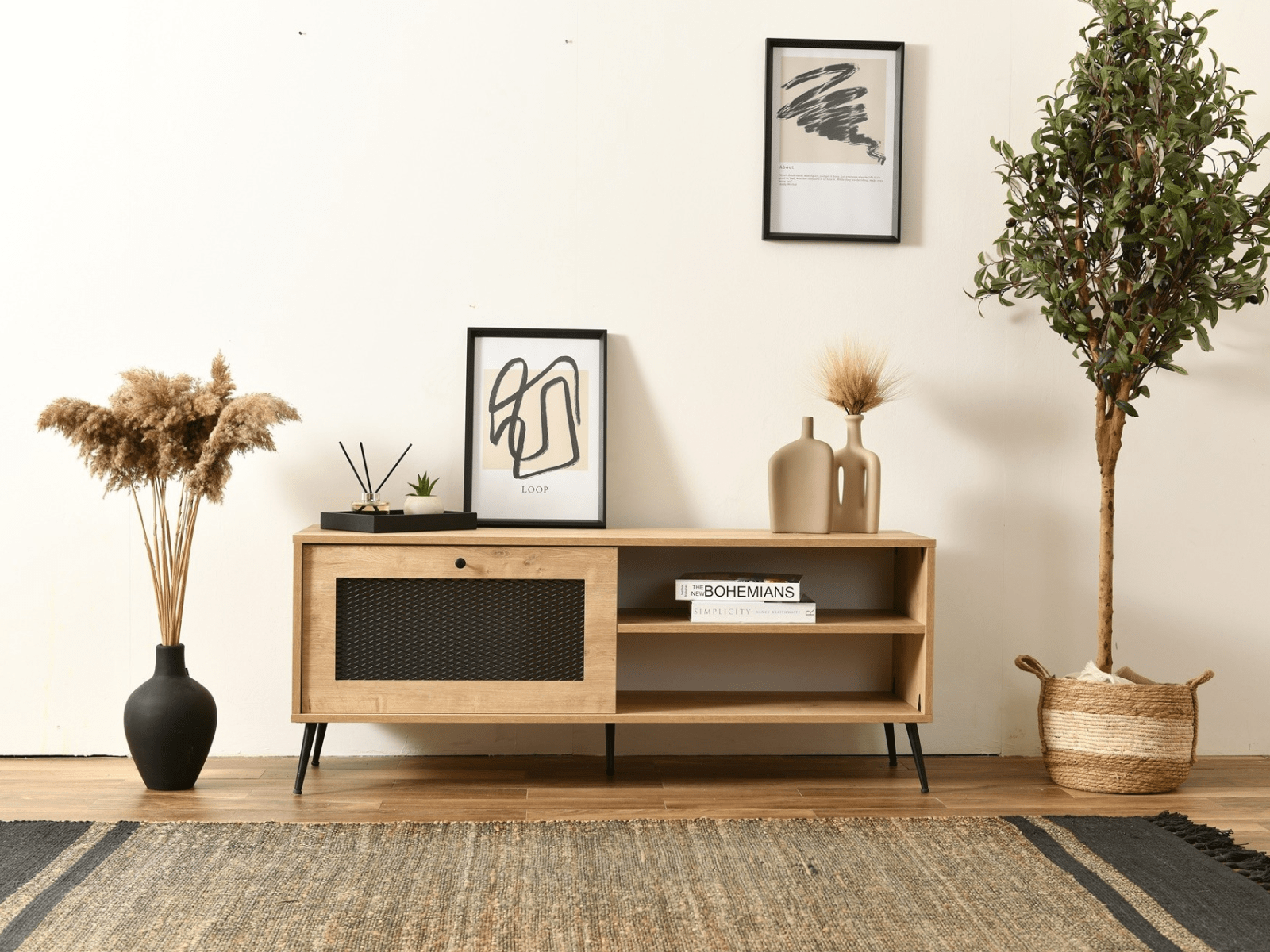 Tv-meubel WIRONIA 140 cm bruine eik