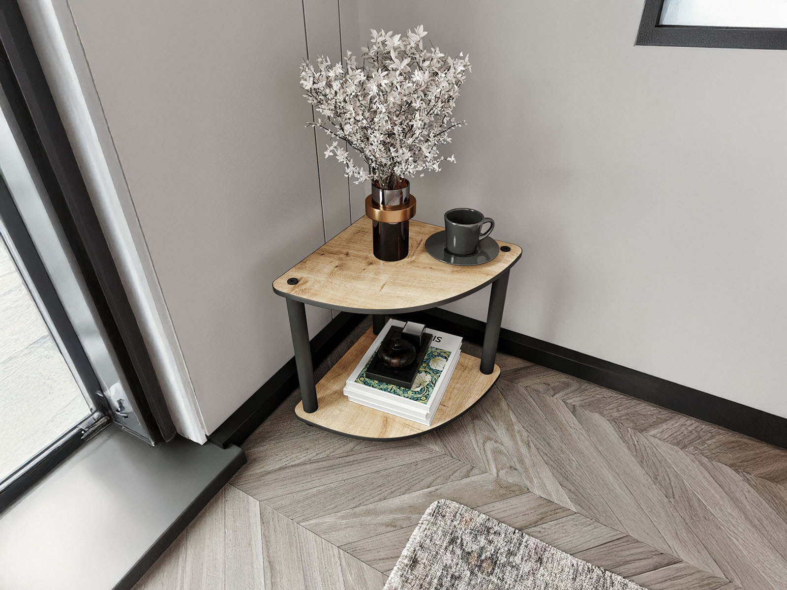 Mobistoxx Hoekbijzettafel BOOKY 34 cm eiken
