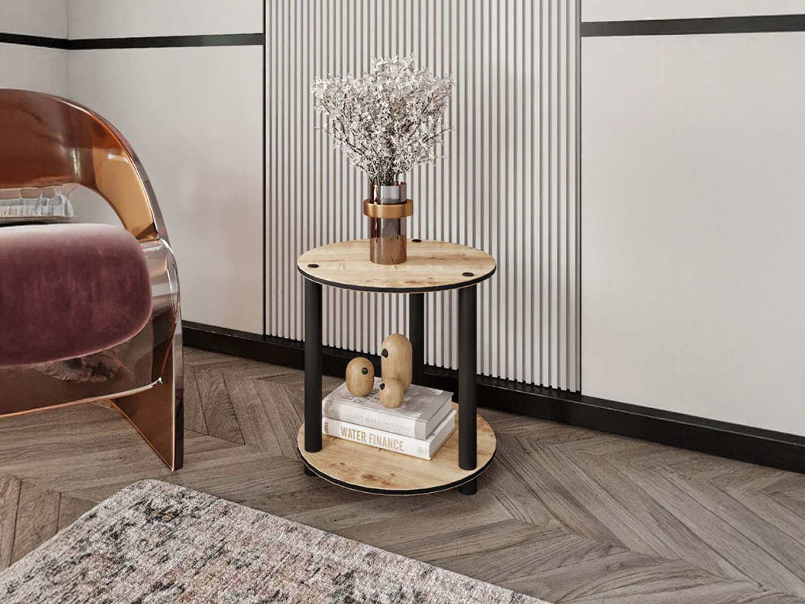 Mobistoxx Ronde bijzettafel BOOKY 34 cm eiken