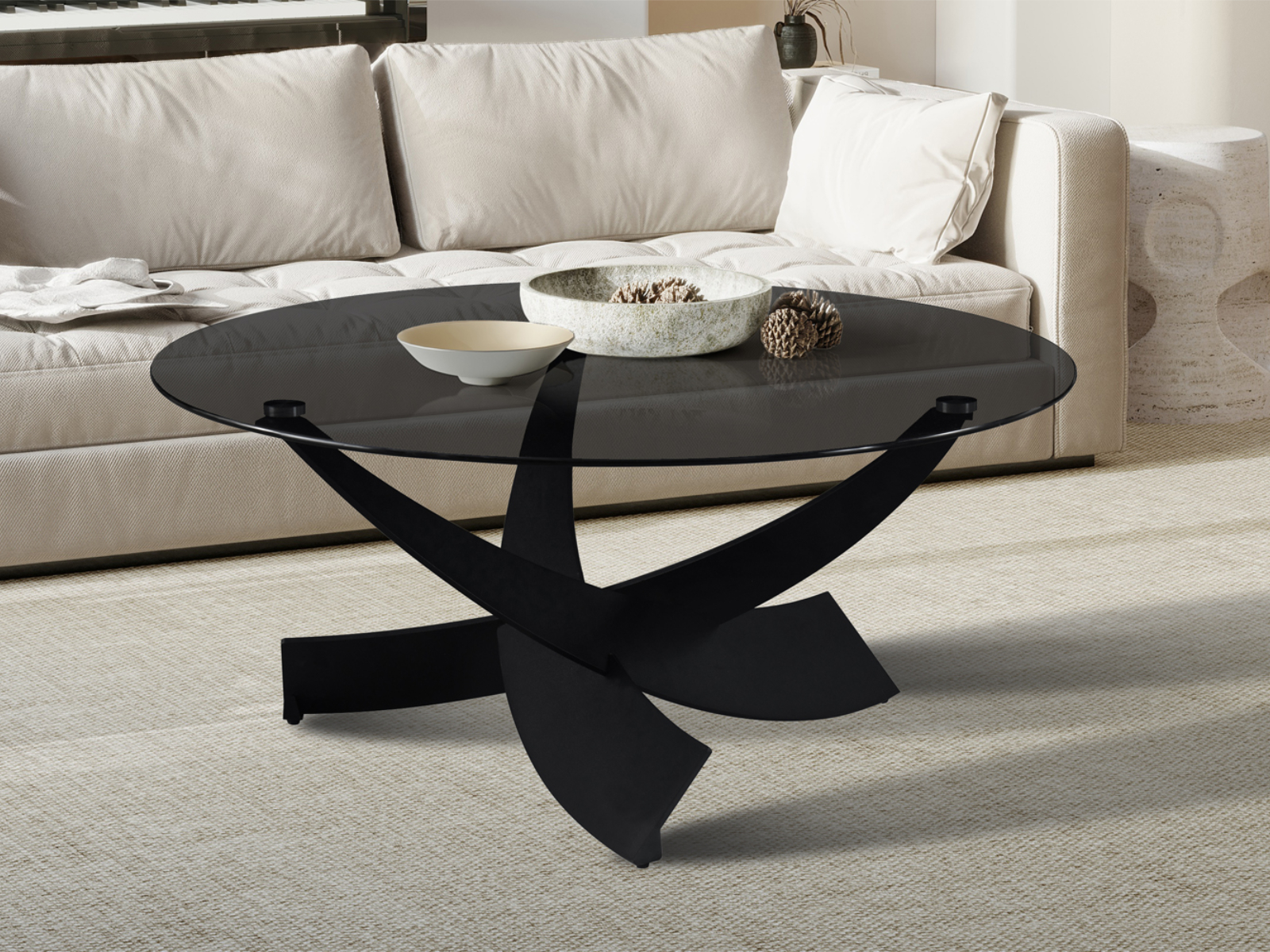 Mobistoxx Salontafel WATIB &Oslash; 90 cm rookglas/zwart