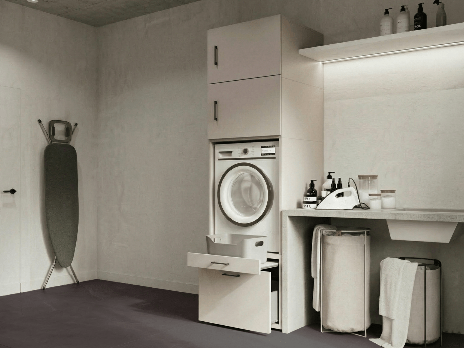 Kast WASHING 1 machine kasjmier met 2 opzetkasten