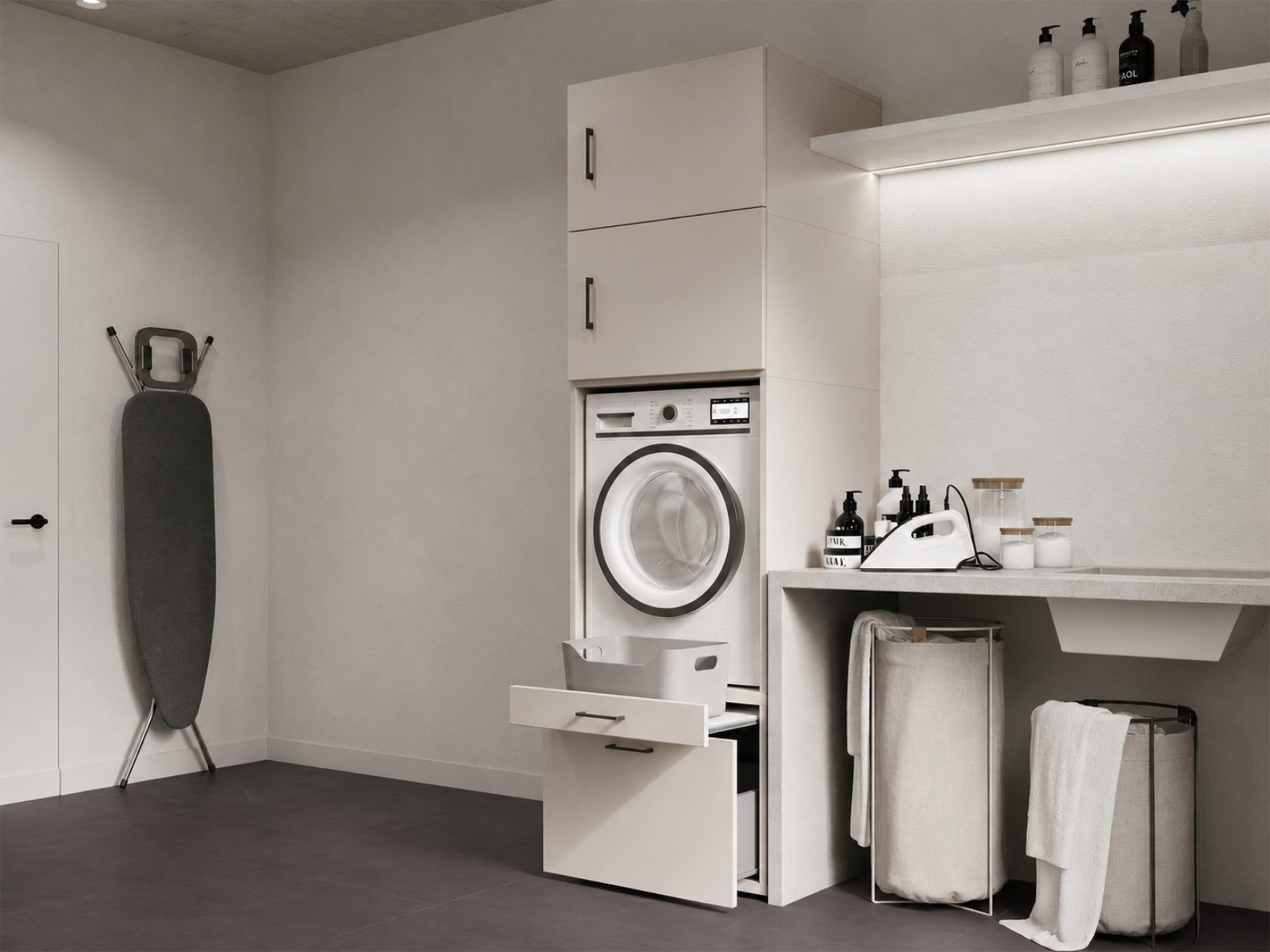 Kast WASHING 1 machine kasjmier met 2 opzetkasten