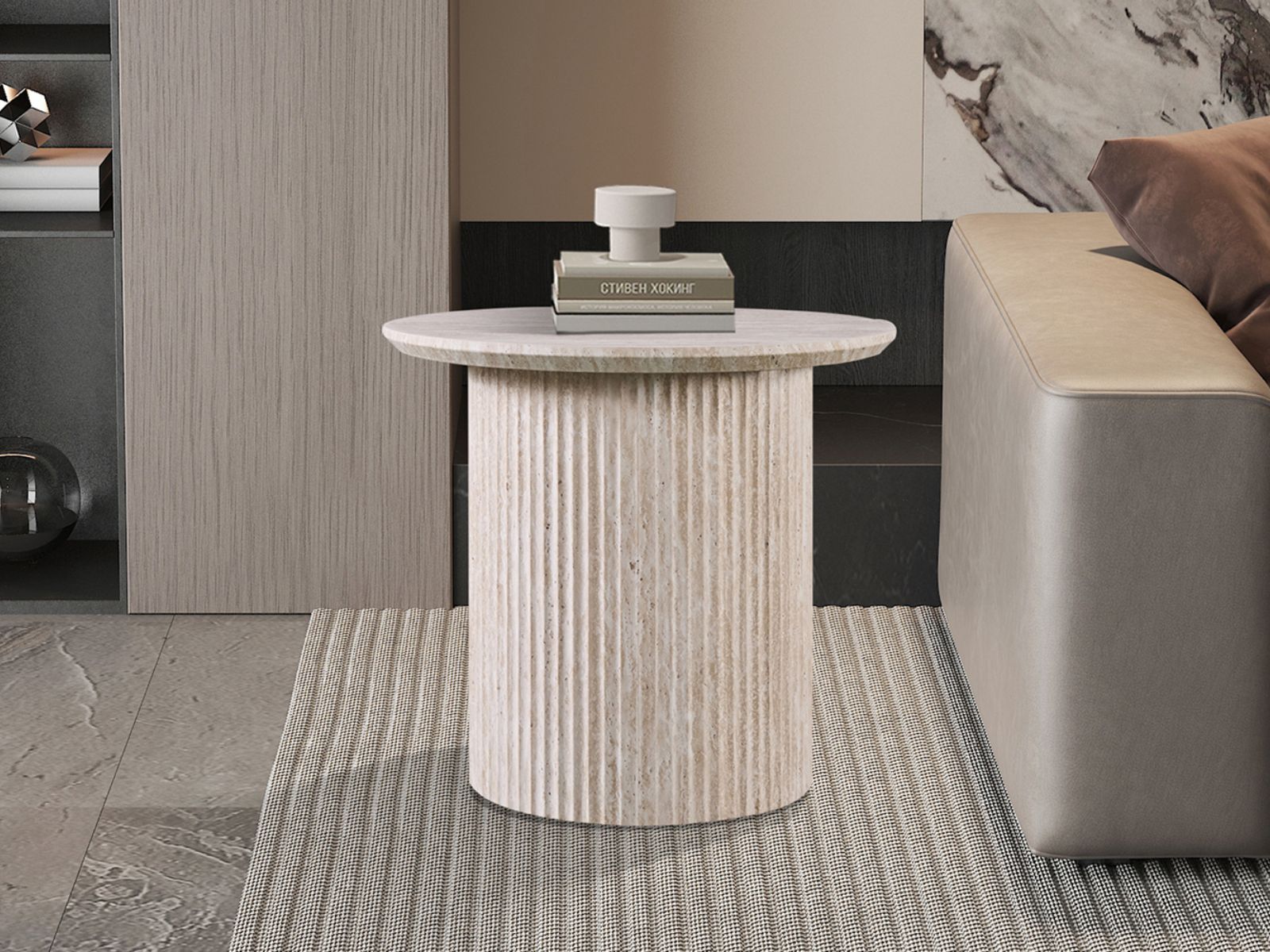Ronde salontafel LARUSSO 50 cm travertijn