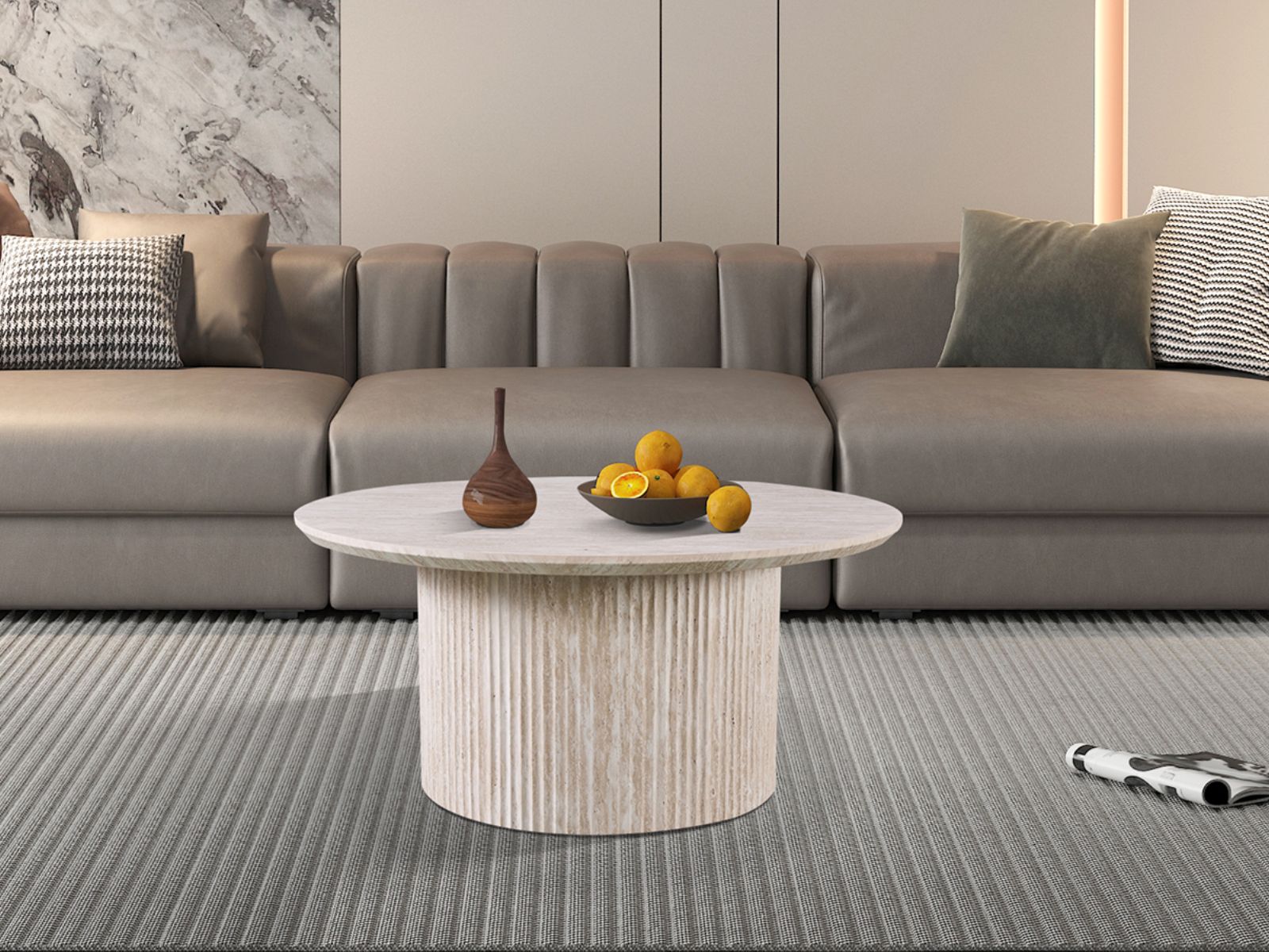 Ovale salontafel LARUSSO 80 cm travertijn