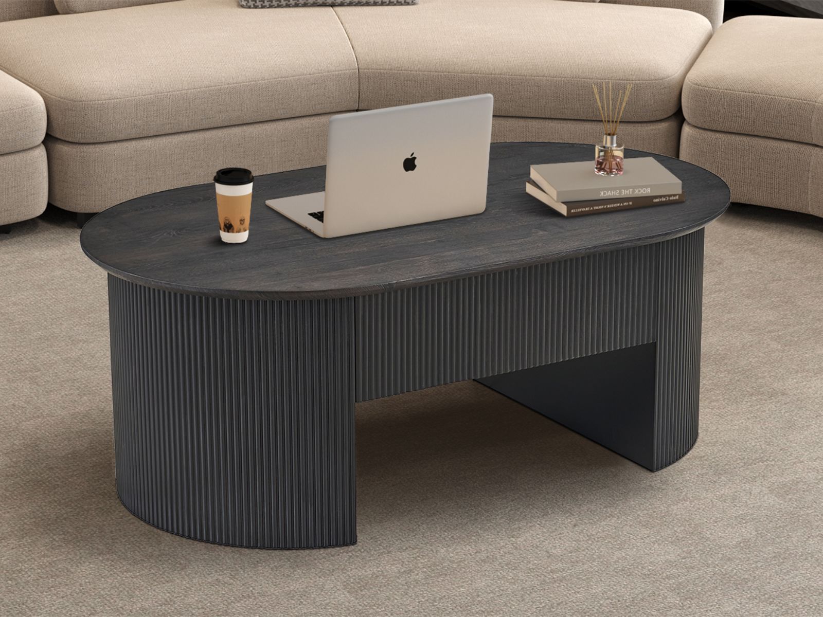 Salontafel LARUSSO met opklapbaar blad 120 cm donkerbruin