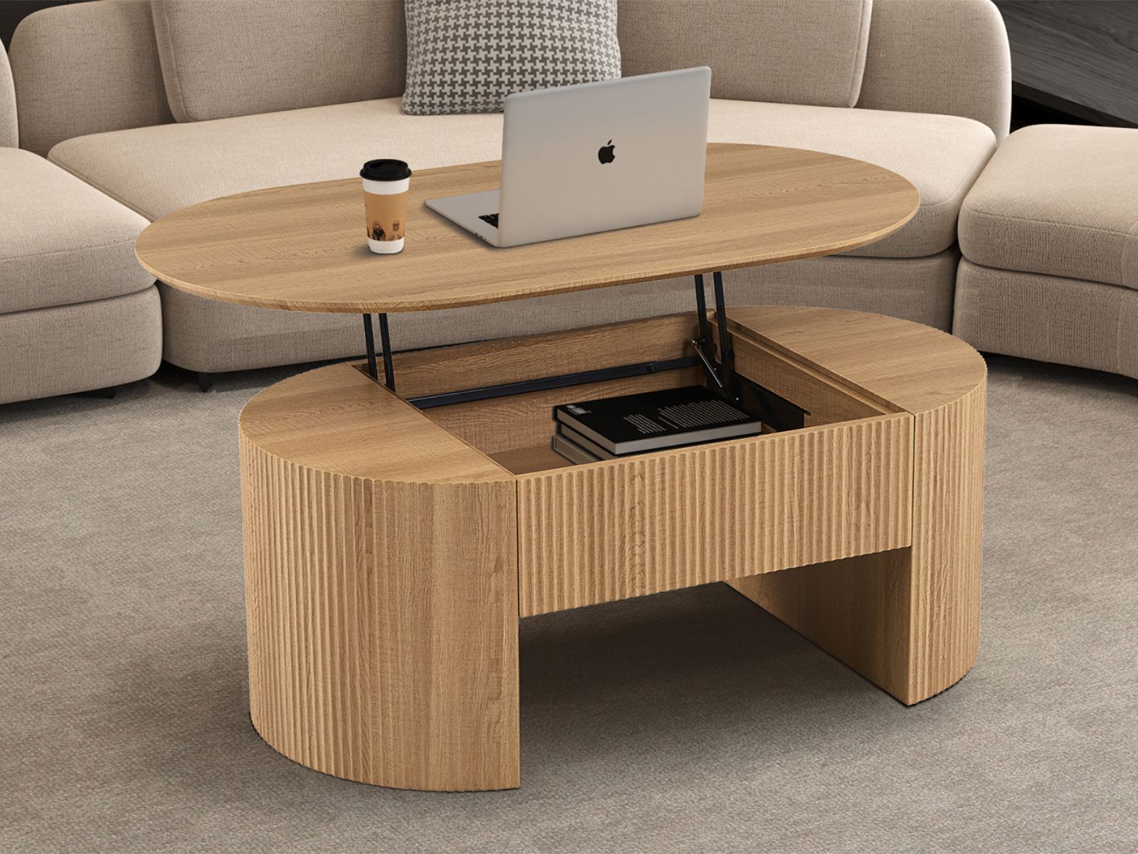 Salontafel LARUSSO met opklapbaar blad 120 cm natuurlijke eik