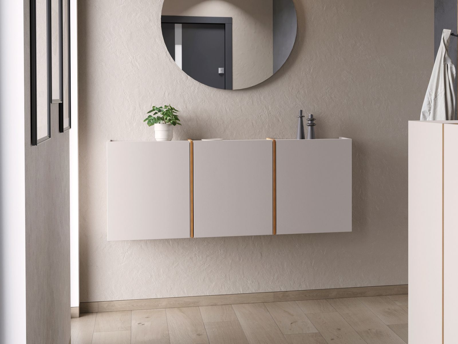 Schoenenkast LIBBO 3 deuren 55 cm kasjmier/eik navarra