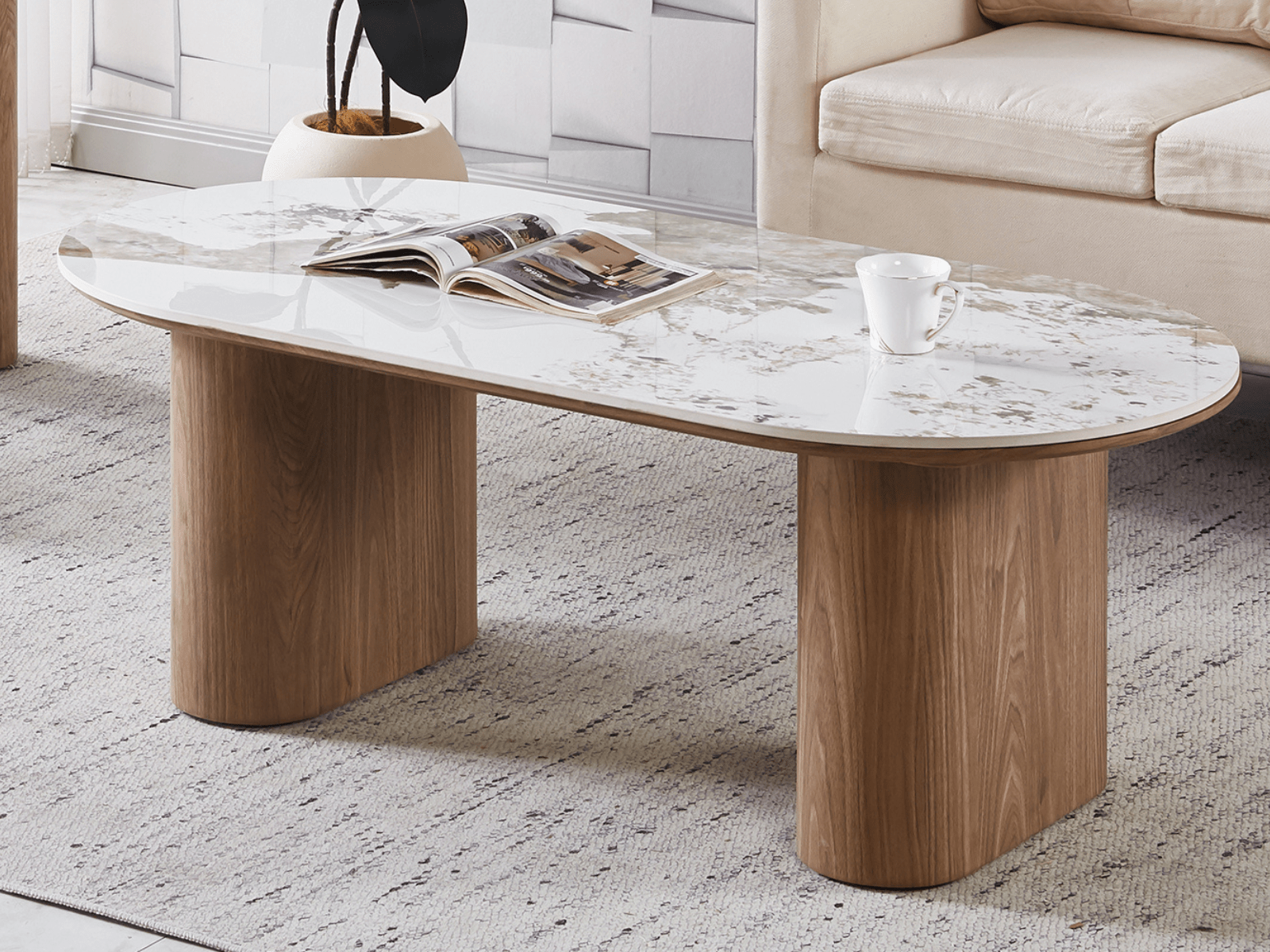 Mobistoxx Salontafel EVORYA 120 cm wit marmer/hout
