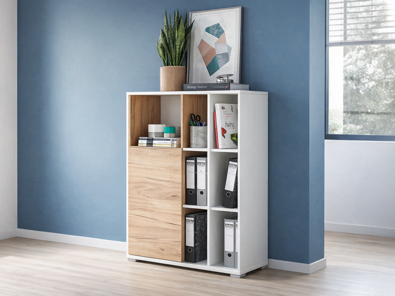 Kast LISBONNE 1 deur wit/navarra eik