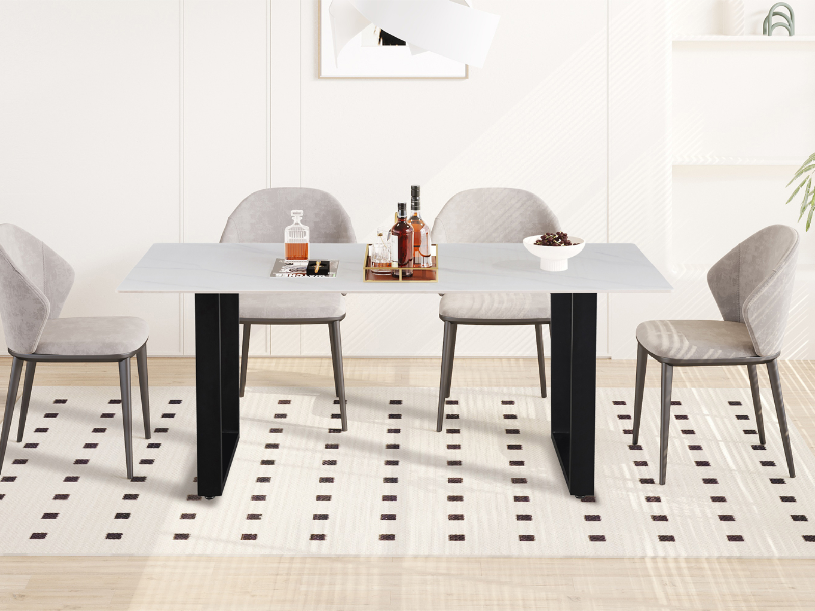 Mobistoxx Eettafel PUEDO marmerlook wit 180 cm - 