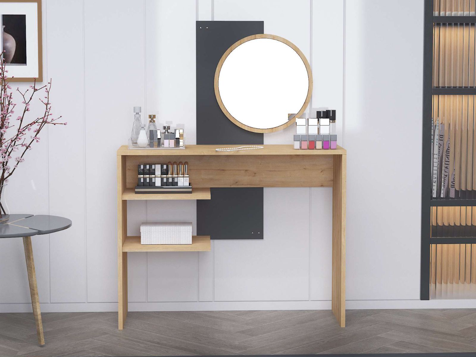 Make-up tafel DALICATE 2 legplanken saphire eik/antraciet