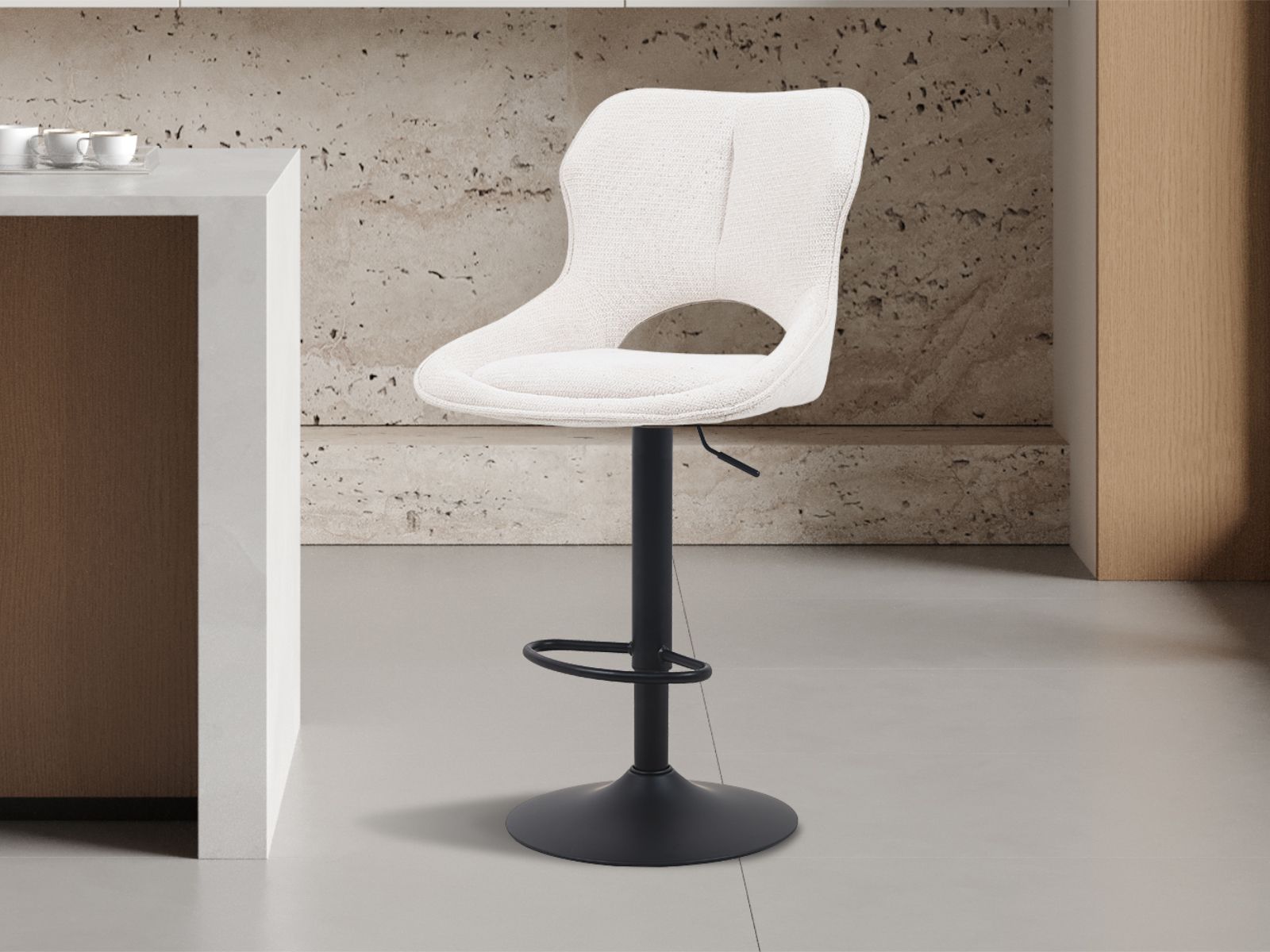 Barkruk MATEUS 65>86 cm beige
