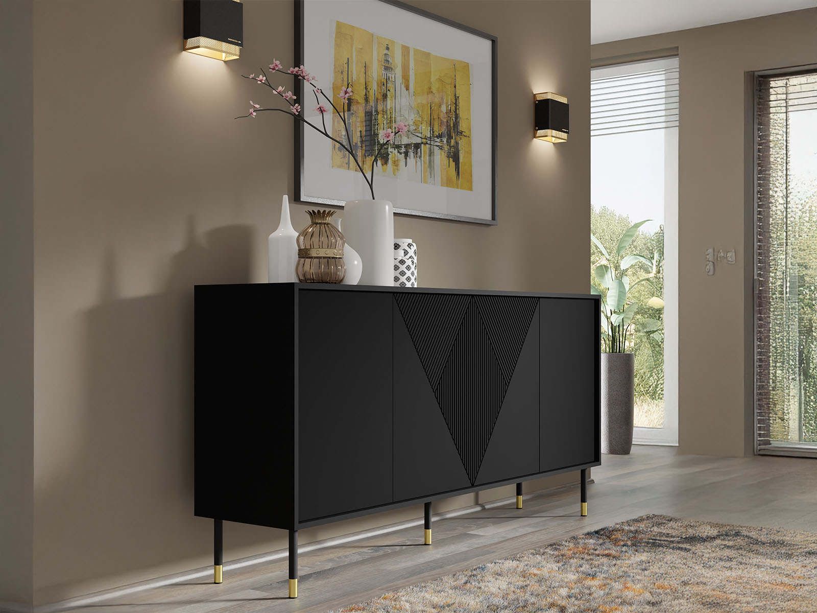 Dressoir WOODKID 4 deuren zwart