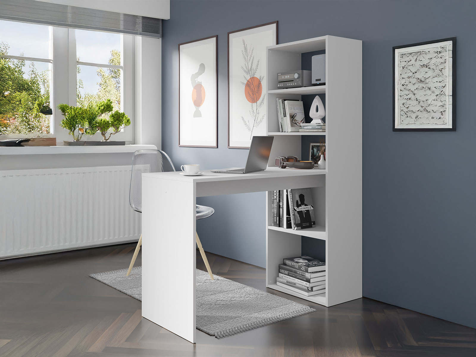 Bureau met rek HARMO 120 cm wit