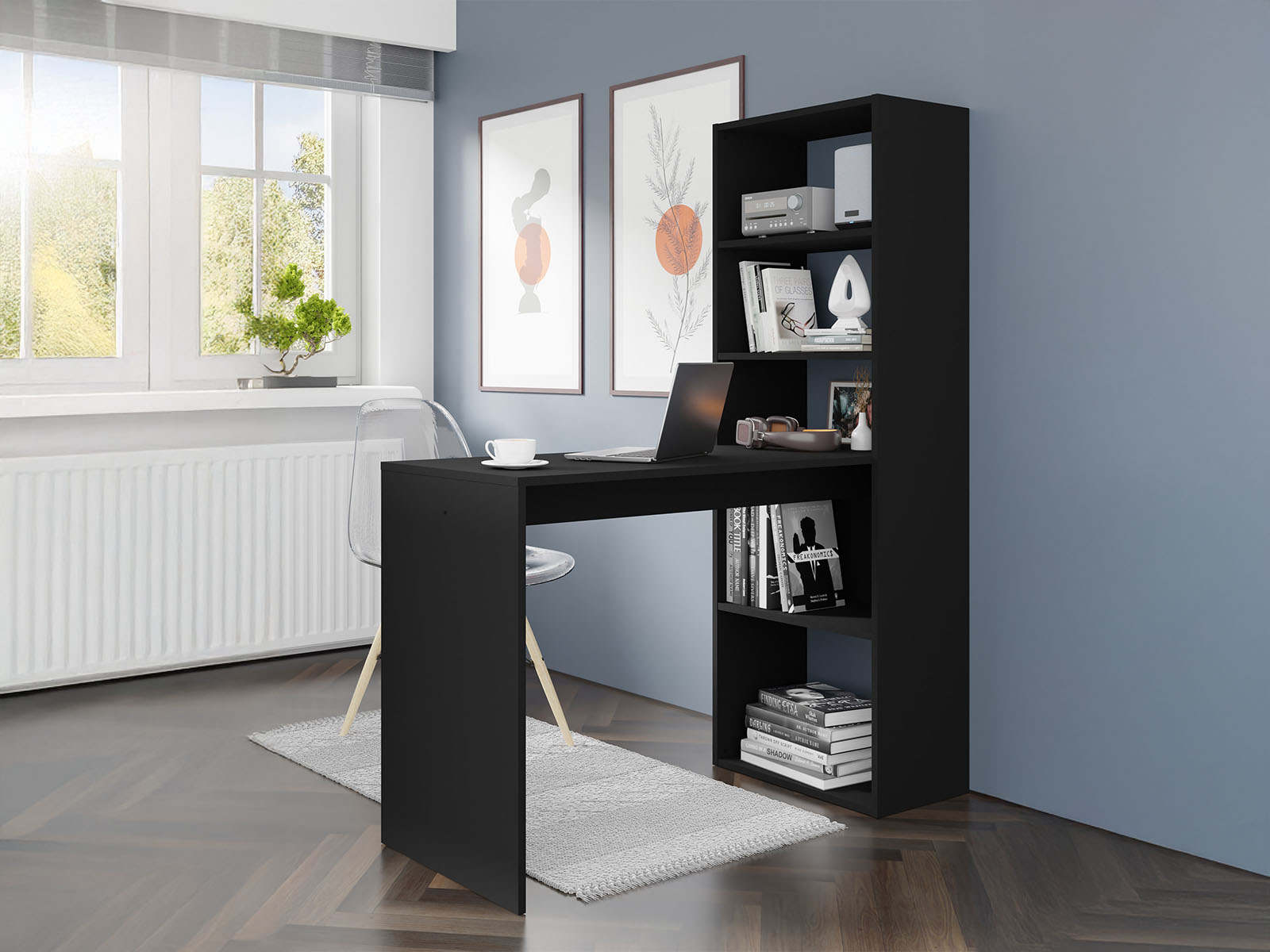 Bureau met rek HARMO 120 cm zwart