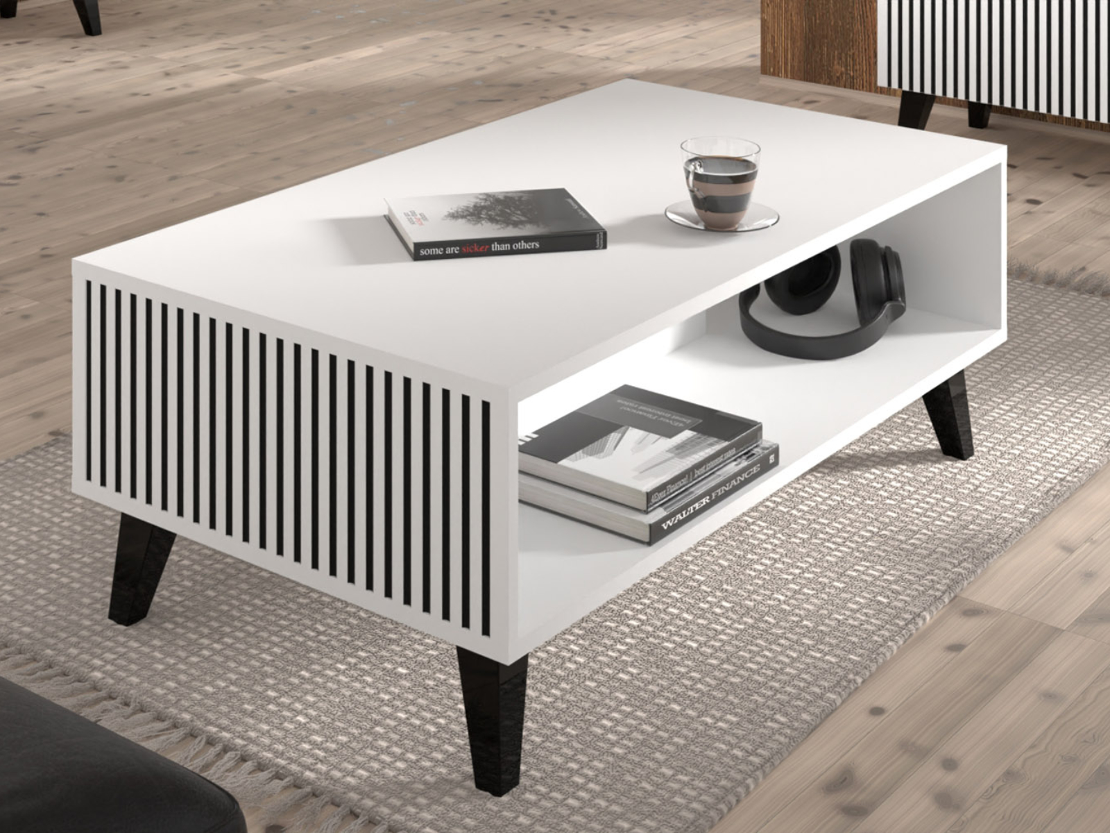 Mobistoxx Salontafel RAVAGE 90 cm wit/zwart
