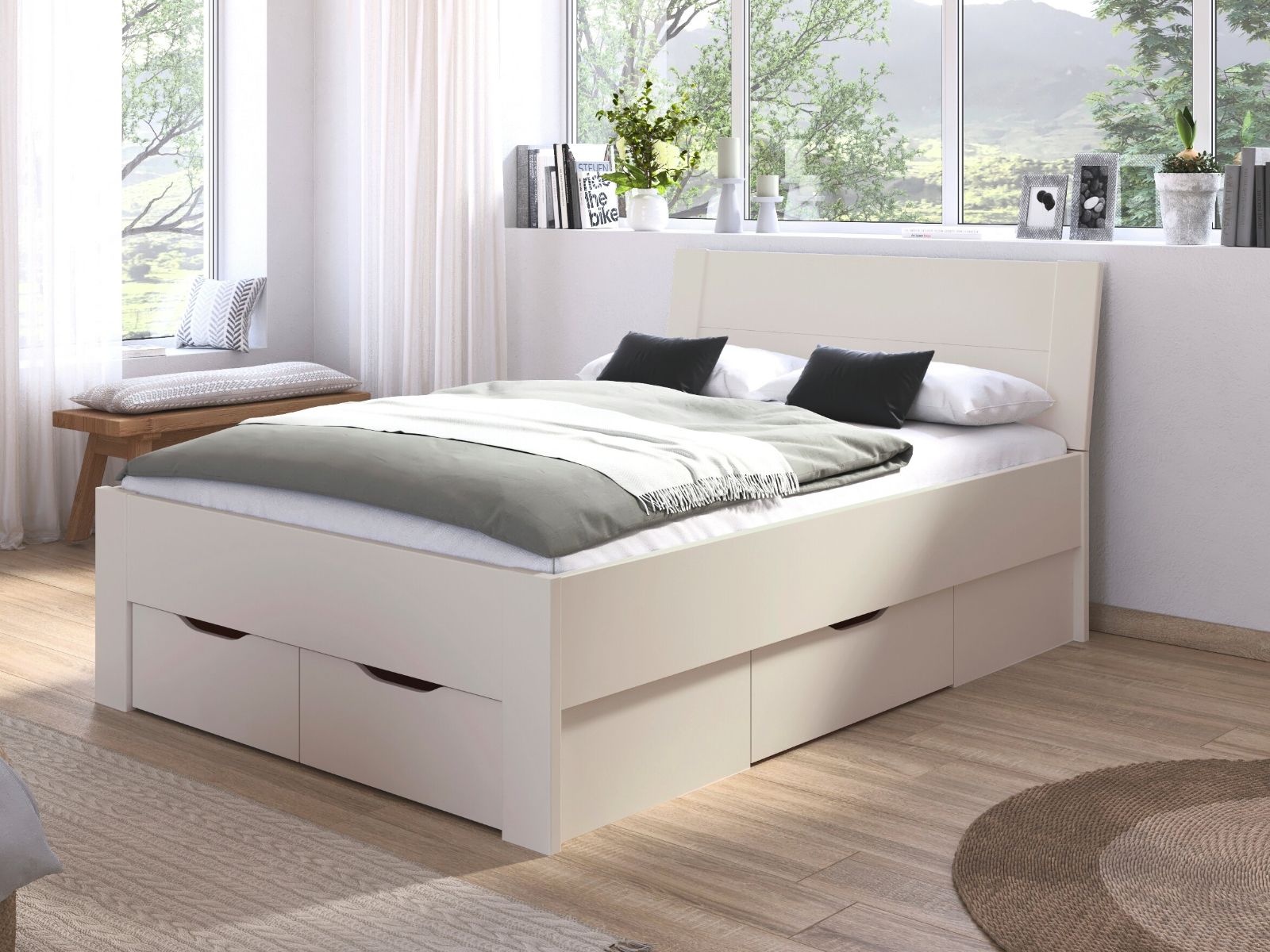 Bed LANDER 160x200 cm kasjmier met lades