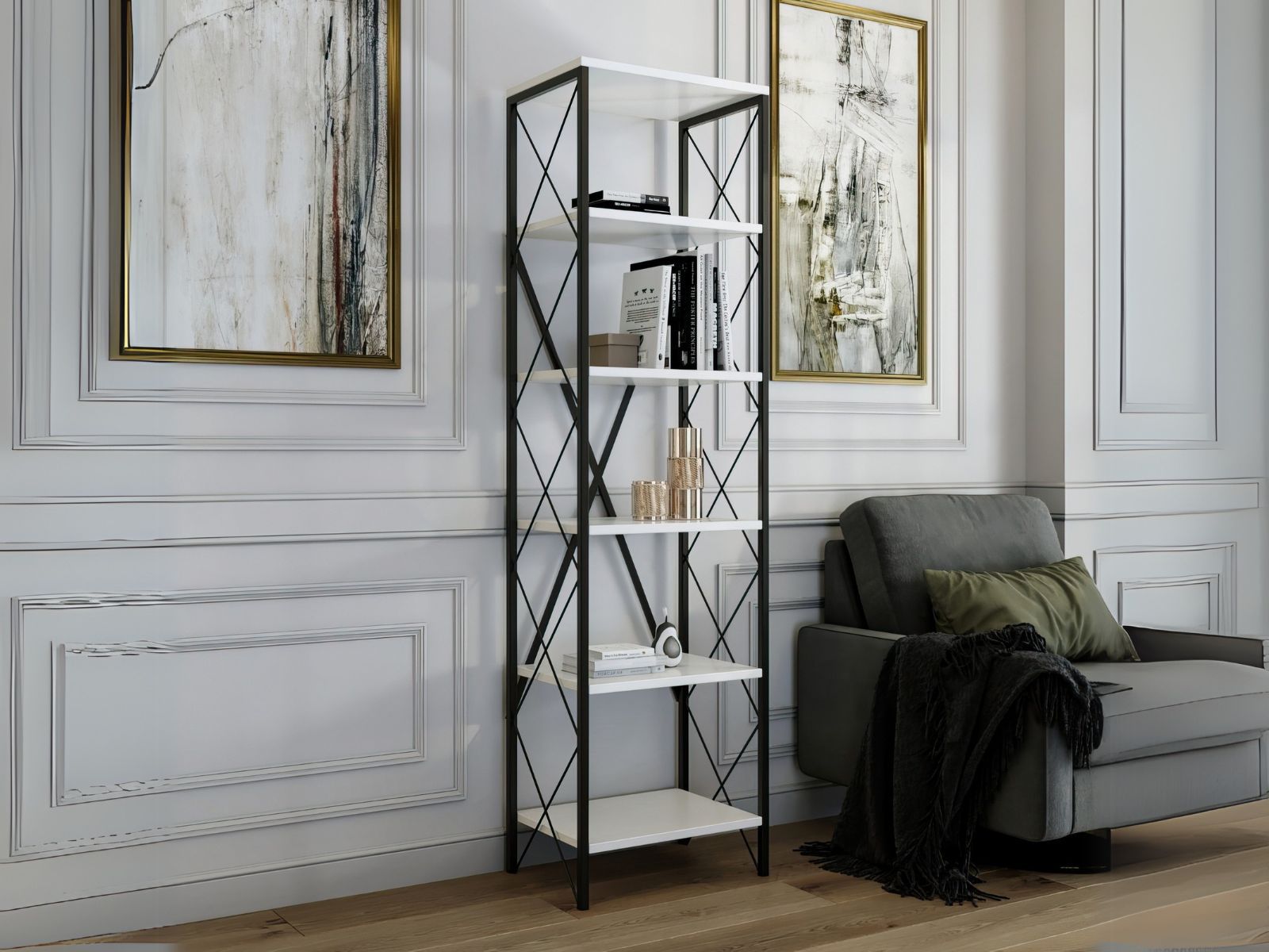Mobistoxx Boekenkast SOUDOYA 50 cm wit/zwart