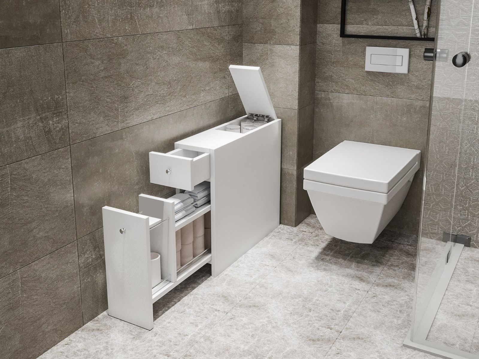 Toiletkast CARENCE 2 lades wit afbeelding