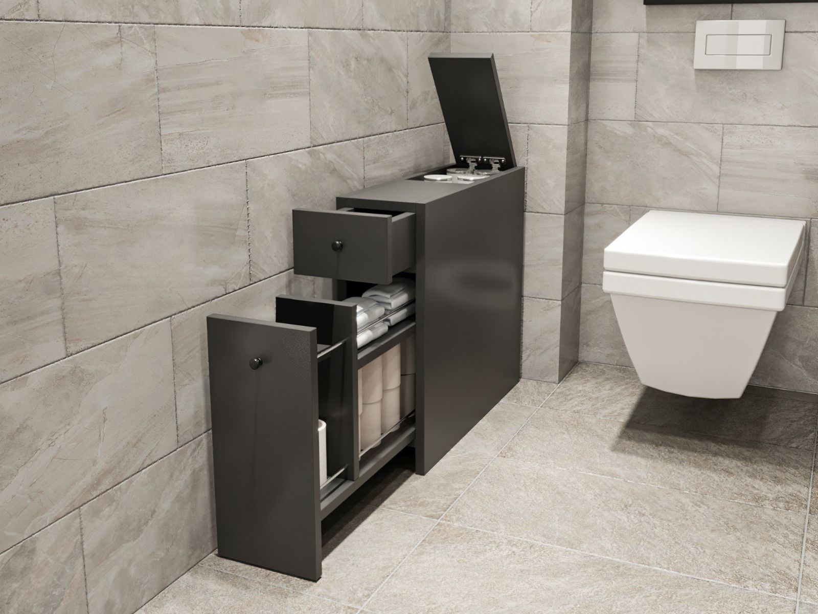 Toiletkast CARENCE 2 lades antraciet afbeelding