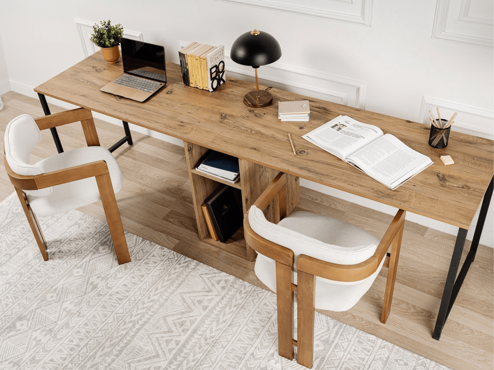 Mobistoxx Bureau 2 personen TWINNA 240 cm atlantische pijnboom/zwart