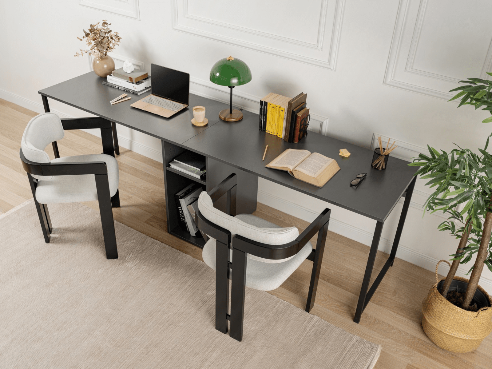 Mobistoxx Bureau 2 personen TWINNA 240 cm antraciet/zwart