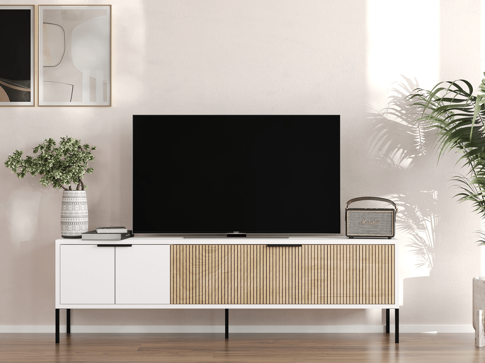 Tv-meubel NOPA 2 deuren wit/eik