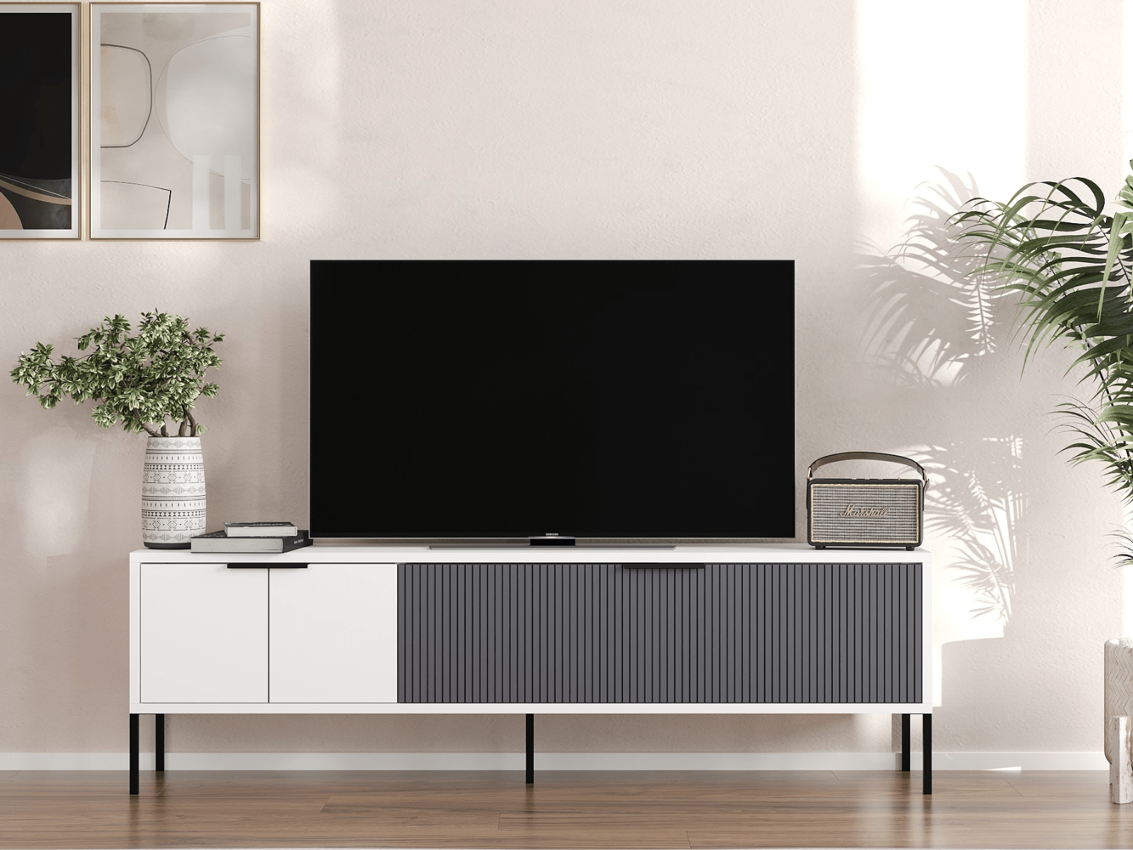 Tv-meubel NOPA 2 deuren wit/antraciet