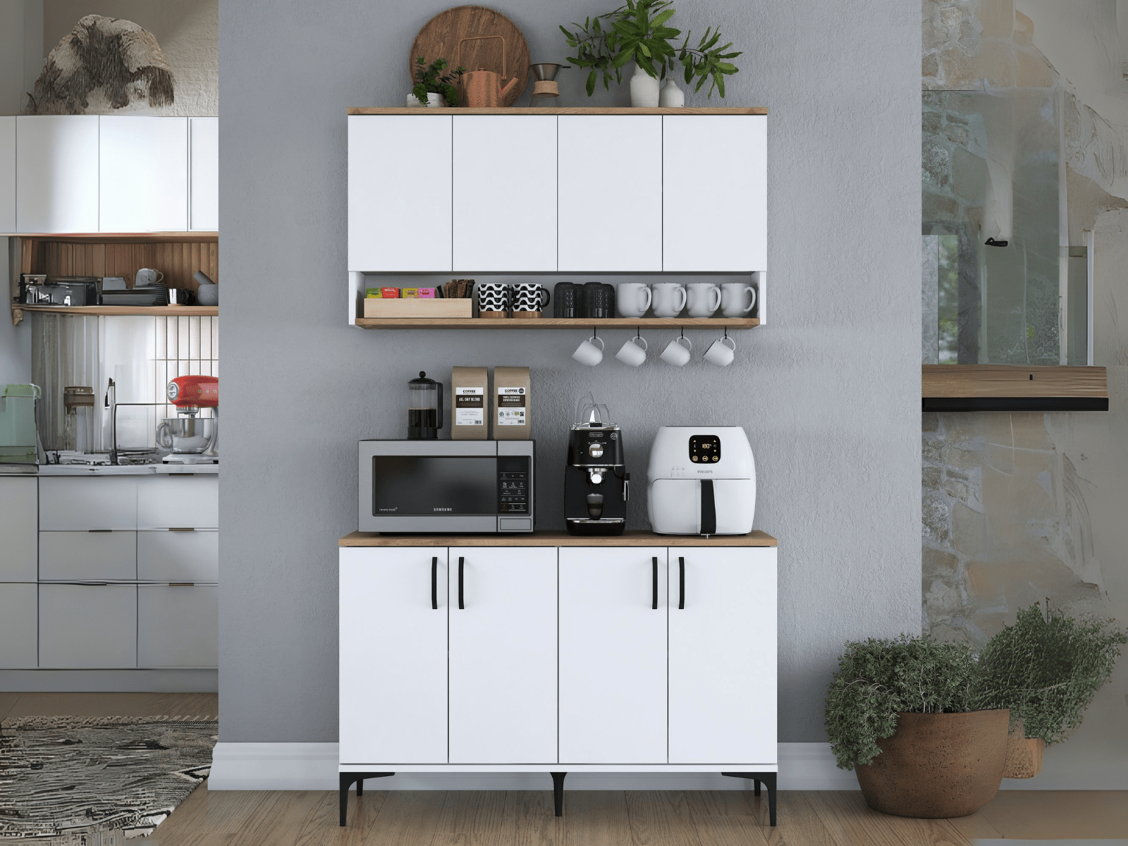 Mobistoxx Dressoir RAMSAY 8 deuren wit/walnoot