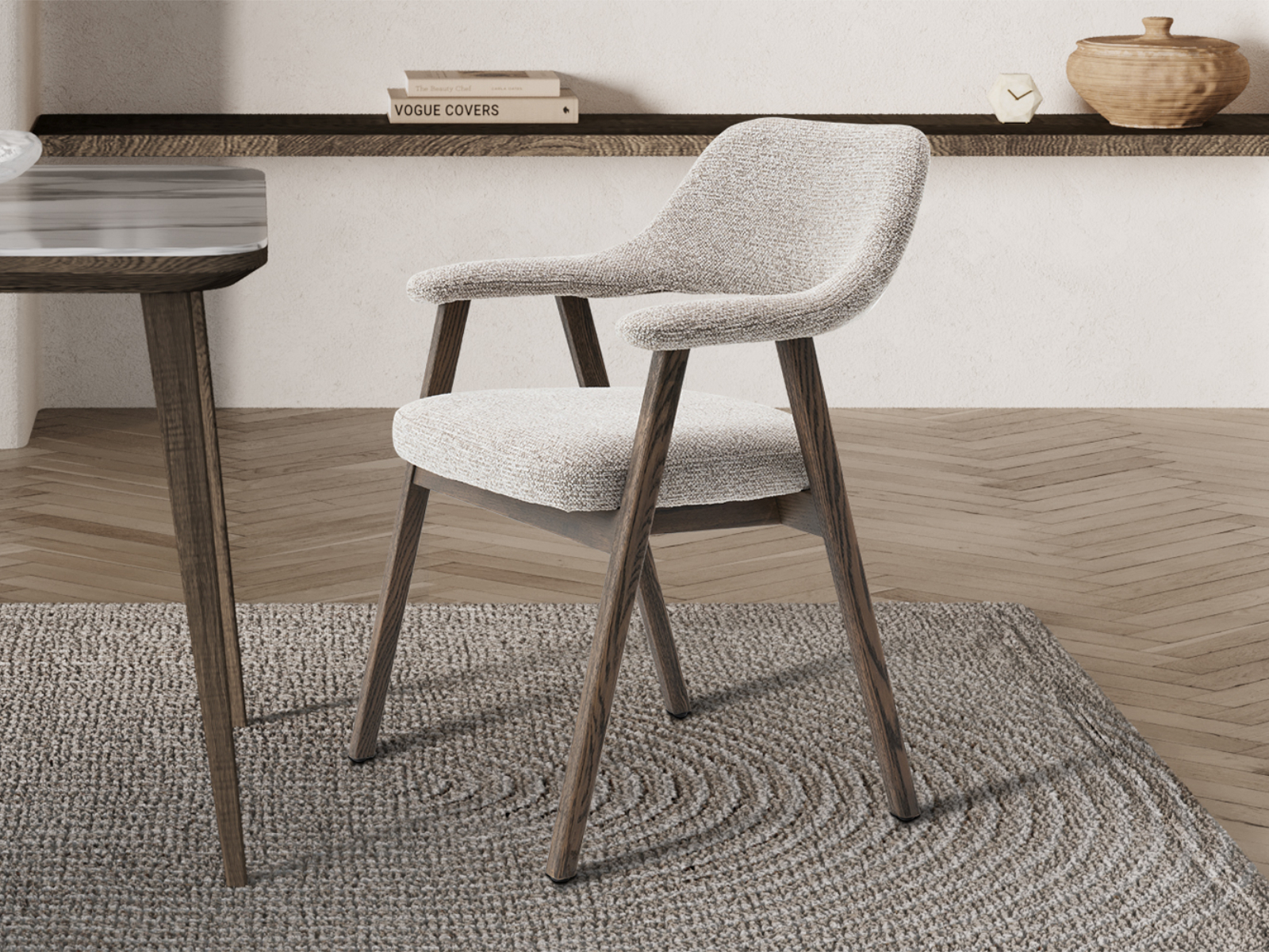 Stoel RAZMOK gerookte massieve eik/zand stof