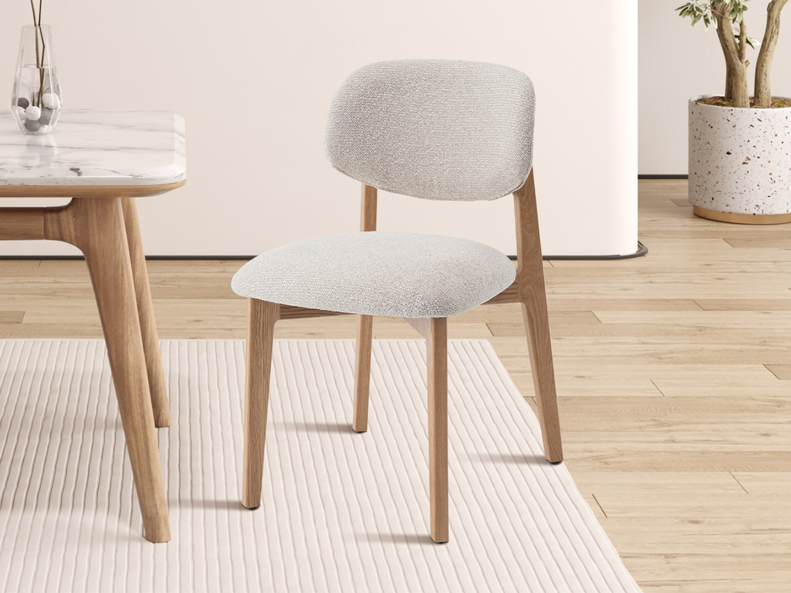 Stoel CARMENNA massieve eik/beige stof