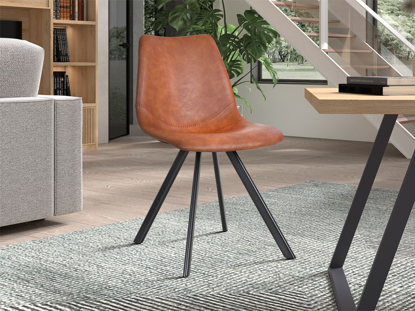 Moderne stoel YUKA cognac