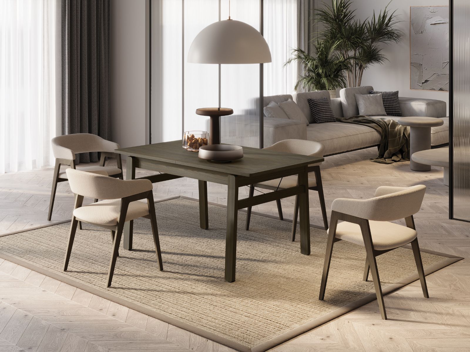 Verlengbare eettafel PLOTY 149>269 cm donkere eik