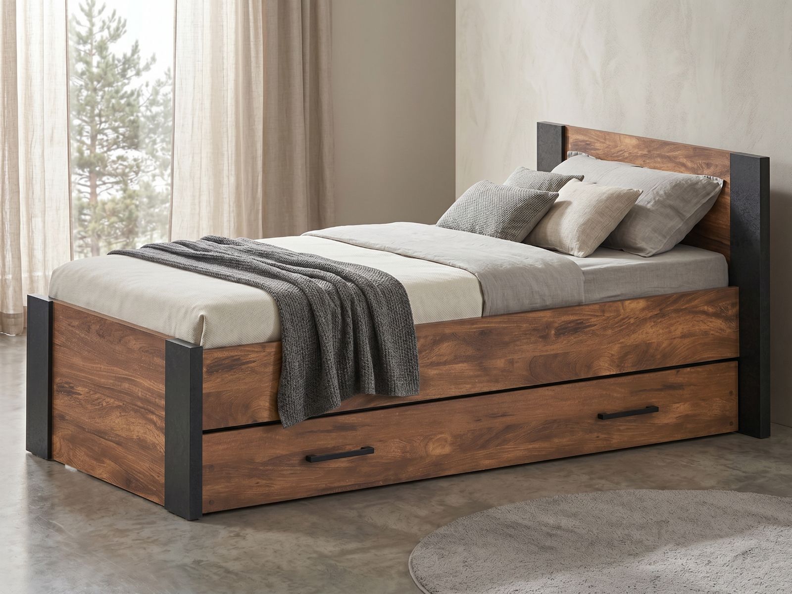 Eenpersoonsbed ELENAS 90x200 cm met lades