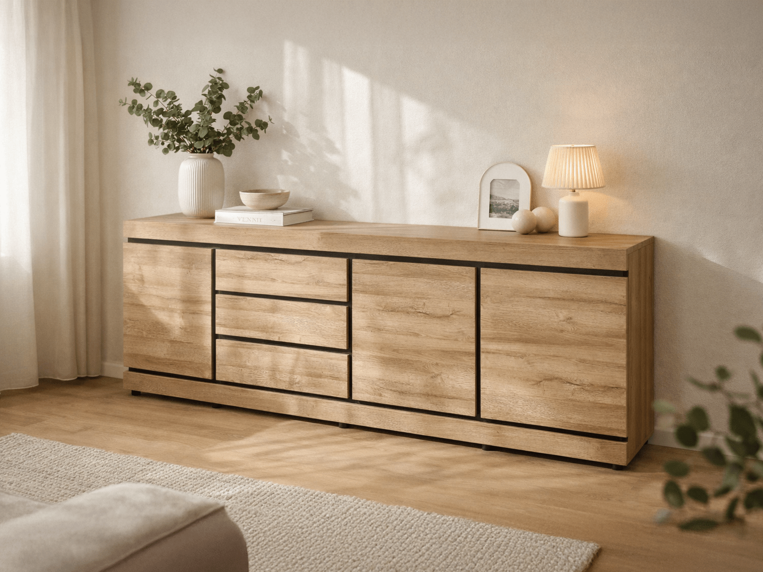Dressoir MARNOIX 3 deuren en 3 lades franse eik