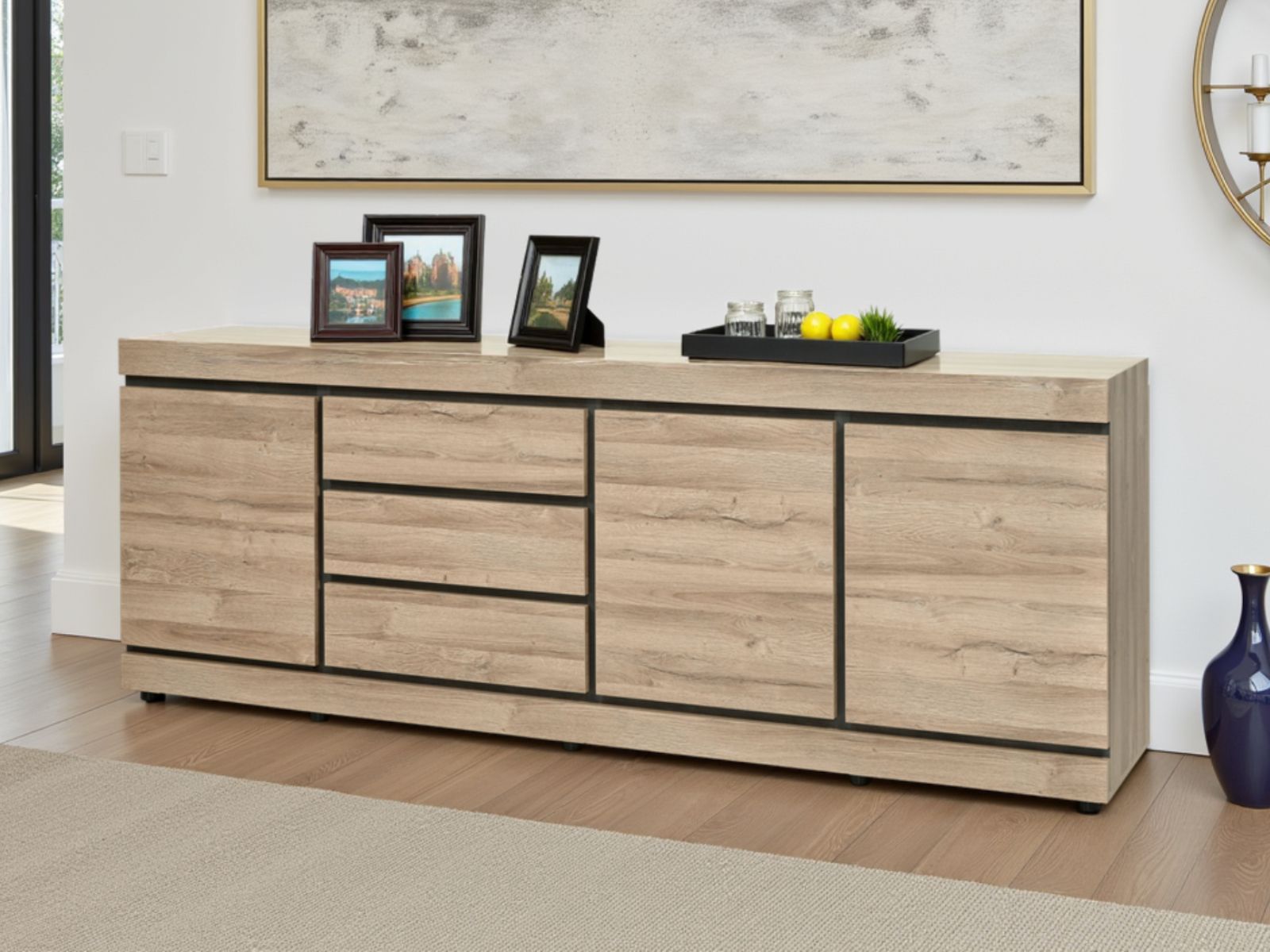 Dressoir MARNOIX 3 deuren en 3 lades franse eik afbeelding