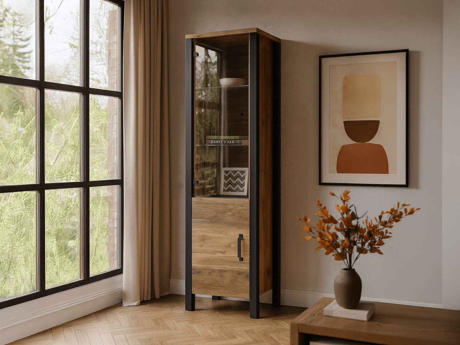 Kolomkast OLIANNE 2 deuren appenzeller sparren/zwart