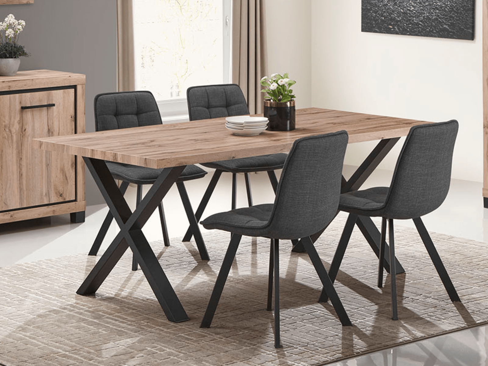 Rechthoekige eettafel ELEGA 200 cm candese eik