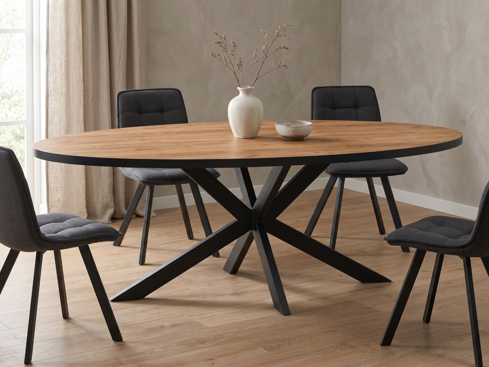 Ovale eettafel LANAKO 110x220 cm franse eik herfst