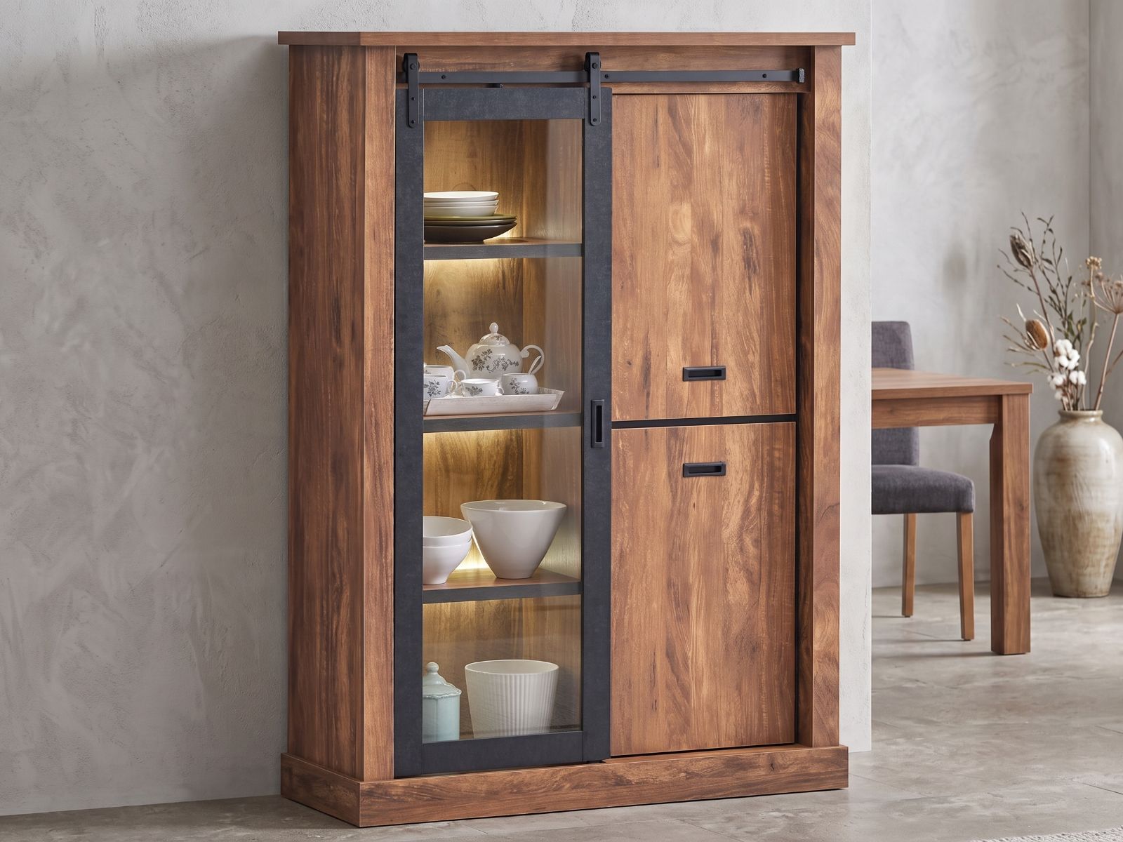Vitrinekast ELONI 3 deuren acacia