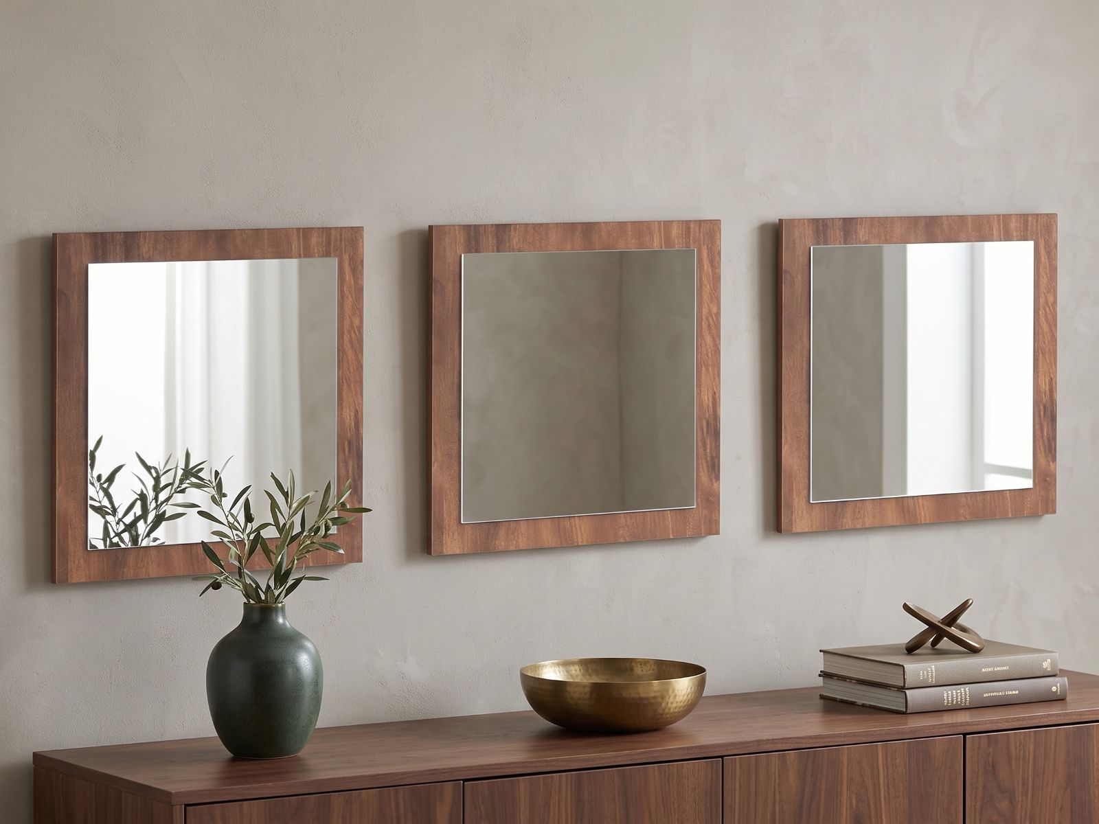 Set van 3 spiegels ELONI acacia