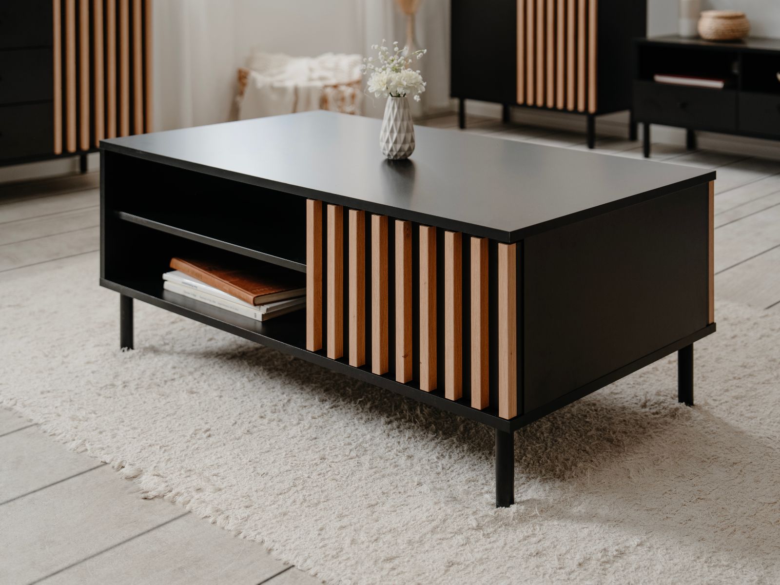 Rechthoekige salontafel MANZANA artisan eik/antraciet 