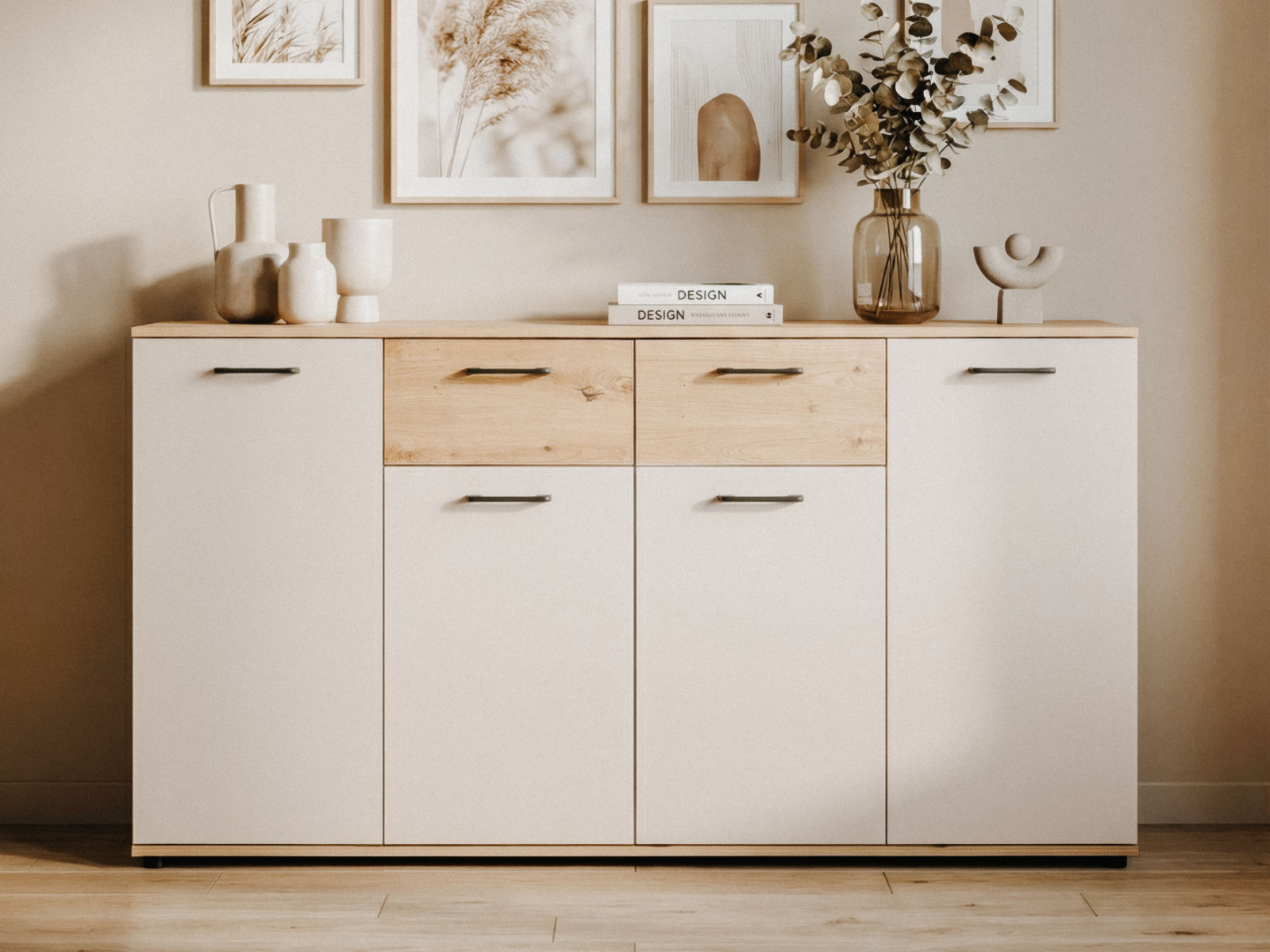Mobistoxx Dressoir KIRRI 4 deuren 2 lades kasjmier/artisan eik