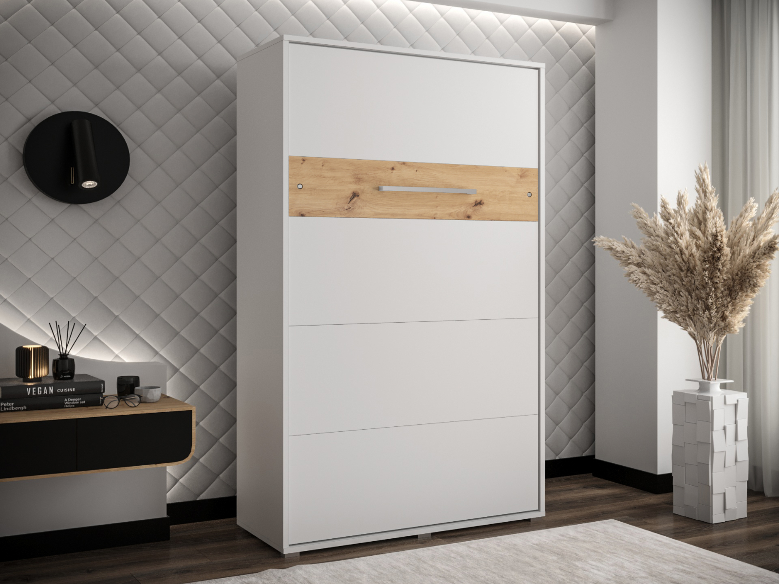 Mobistoxx Opklapbed HOUDI 120x200 cm wit/artisan eik